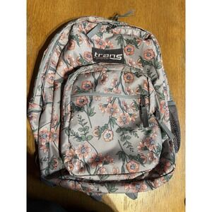 Trans by Jansport Floral Rose Print Blue and Pink School College Backpack